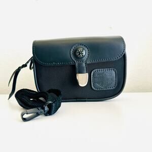 Harley-Davidson Black Leather & Nylon Pouch with Compass | Small Travel Utility